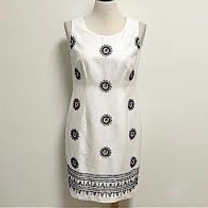 Talbots white summer dress with stitched designs size 12P NWT